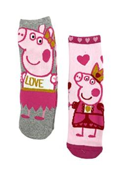 Sun City Peppa Pig Wutz Kinder Mädchen Socken 2 Paar Gumminoppen Stopper-Socken Strümpfe Paket Set, Größe:31/34 von Sun City