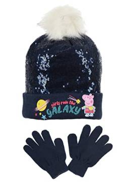 Sun City Peppa Pig Wutz Kinder Mädchen Winter-Set Winter-Mütze und Handschuhe (54, Blau) von Sun City