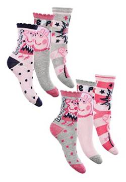 Sun-City Peppa Wutz Pig Kinder Mädchen Socken 6 Paar Strümpfe (31/34) von Sun-City