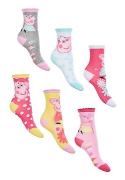 Sun City Peppa Wutz Pig Kinder Mädchen Socken 6 Paar Strümpfe Paket, Größe:31/34 von Sun City