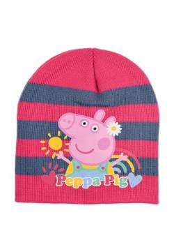 Sun City Peppa Wutz Pig Kinder Mädchen Winter-Mütze Beanie-Mütze (DE/NL/SE/PL, Numerisch, 52, Pink) von Sun City