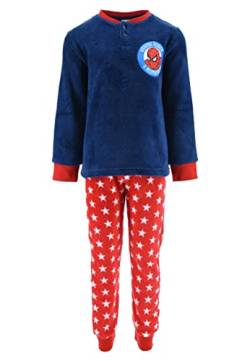 Sun City Spider-Man Kinder Jungen Fleece Schlafanzug Pyjama Langarm-Shirt + Schlaf-Hose, Farbe:Blau, Größe Kids:128 von Sun City