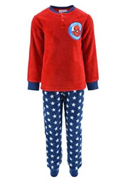 Sun City Spider-Man Kinder Jungen Fleece Schlafanzug Pyjama Langarm-Shirt + Schlaf-Hose, Farbe:Rot, Größe Kids:128 von Sun City