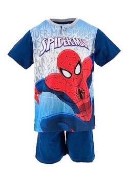 Sun City Spider-Man Kinder Jungen Schlafanzug Shorty Kurzarm Pyjama 2 TLG, Farbe:Blau, Größe Kids:128 von Sun City