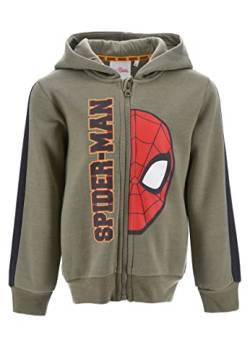 Sun City Spider-Man Sweatjacke Pullover-Jacke Hoodie Kapuze Kapuzenjacke Reißverschluss (as3, Numeric, Numeric_98, Regular, Olivgrün) von Sun City
