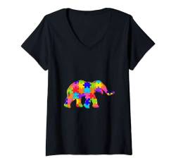 Elefant Jigsaw Puzzle Autismus T-Shirt mit V-Ausschnitt von SunFrot