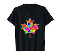 Maple Leaf Kanada Puzzle Autism Puzzle T-Shirt von SunFrot