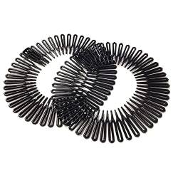 Stretchkamm, 2 Stücke Full Circular Stretch Hair Kamm Zig Zack Kunststoff Stirnband Haarbandhalter Frisur Zubehör Für Lange Und Kurze Haare (schwarz) von SunaOmni