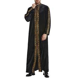 Herren Muslim Islamische Stickerei Kaftan Saudi Arabische Jubba Thobe Gold Samt Mogadischu Gebetskleid von Suncolour