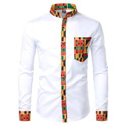 Suncolour Afrikanisches Herrenhemd Traditionelle afrikanische Kleidung Top Dashiki Stammes- Großvater Kragen Hemd von Suncolour