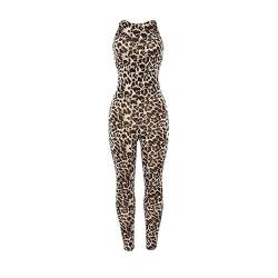 Suncolour Damen-Overall mit Leopardenmuster, Leoparden-Catsuit, Damen-Body mit Trägern und Leopardenmuster von Suncolour
