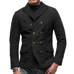 Suncolour Herren Vintage Jacke Reverskragen Mantel Zweireiher Mantel Herren Leichte Blazer Mäntel von Suncolour