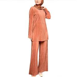 Suncolour Muslimisches 2-teiliges Set, lässig, locker, ethnisch, langes Oberteil + Hose, Gebet, Zweiteiliger Anzug, arabische Kleidung aus dem Nahen Osten von Suncolour