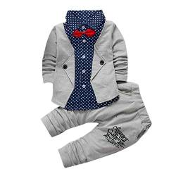 Sunday Kleinkind Baby Kleidung Jungen 0-6 monate Suit Formelle Hochzeit jacke Top +Hose Outfits Set 2 Stück Kinderbekleidung (19-24M, B-Grau) von Sunday_Babykleidung