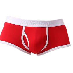 Männer Baumwolle Unterhose, Sunday Reizvoll Mens Solid Breat Unterwäsche Slips Ausbuchtung Pouch Shorts Retroshorts Herren Pure Farbe Boxershorts (Rot, M) von Sunday_Unterhose Herren