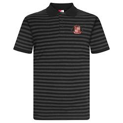 Sunderland AFC Herren Polo-Shirt - Streifen - meliert - Offizielles Merchandise - Schwarz/Grau - 3XL von Sunderland AFC