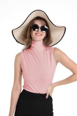 Sunfaynis Damen Soft Cotton Mock Rollkragen Shirt Baselayer Tops Unterwäsche Shirt, B- Pink, Klein von Sunfaynis