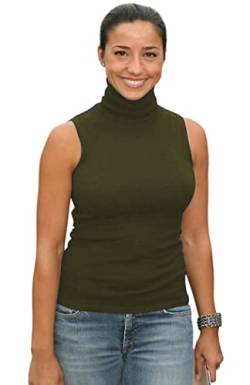 Sunfaynis Damen Soft Cotton Mock Rollkragen Shirt Baselayer Tops Unterwäsche Shirt, armee-grün, 3X-Groß von Sunfaynis