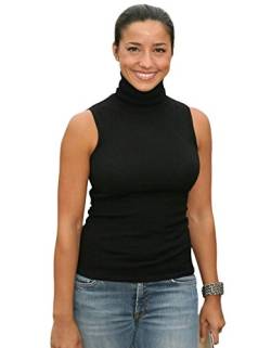 Sunfaynis Damen Weiche Baumwolle Mock Rollkragen Shirt Baselayer Tops Unterwäsche Shirt, Schwarz, 4X-Groß von Sunfaynis