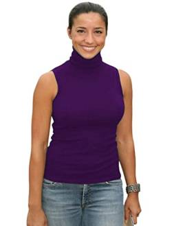 Sunfaynis Damen Weiche Baumwolle Mock Rollkragen Shirt Baselayer Tops Unterwäsche Shirt, Violett, 3X-Groß von Sunfaynis