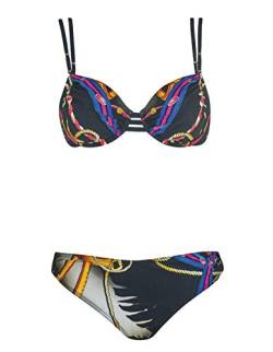 Sunflair 21195-910 Women's Shades of Palms Black Multicolour Underwired Soft Support Bikini Set 36 - C Cup von Sunflair
