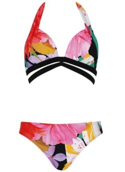 Sunflair Bikini Bunter Zweiteiler mit Blumen Muster schmale Hüfthose am Nacken gebunden Eyecatcher doppeltes Unterbrustband Triangel von Sunflair