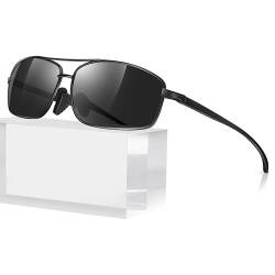 Sonnenbrille Herren Polarisiert,Ultraleichte Al-Mg Metallrahmen mit Federscharnier,UV400 Schutz Angel Fahren Fahrbrille Sonnenbrille CAT 3 CE von Sunier