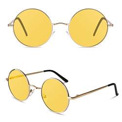 Sonnenbrille Herren Polarisiert Retro Rund 70er Jahre Lennon Hippie Brille Damen 100% UV-Schutz Cat 3 CE von Sunier