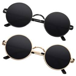 Sonnenbrille Herren Polarisiert Retro Rund 70er Jahre Lennon Hippie Brille Damen 100% UV-Schutz Cat 3 CE von Sunier