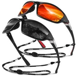 Sunier Polarisierte Sport Fahrradbrille Sonnenbrille Herren Damen Verspiegelt, Unzerbrechliche Sonnenbrille Angeln Fahren mit 100% UV400-Schutz Cat 3 CE von Sunier