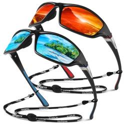 Sunier Polarisierte Sport Fahrradbrille Sonnenbrille Herren Damen Verspiegelt, Unzerbrechliche Sonnenbrille Angeln Fahren mit 100% UV400-Schutz Cat 3 CE von Sunier