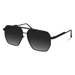 Sunier Sonnenbrille Damen Polarisiert Retro Mode Groß Quadratische Sonnenbrille Damen Vintage Metallrahmen Sonnenbrille UV400 von Sunier