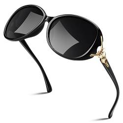 Sunier Sonnenbrille Damen Polarisiert Trendy Groß Übergroße Klassische Vintage Oversize Sonnenbrille Frauen mit 100% UV400 Schutz von Sunier