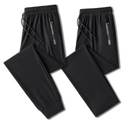 Coolmance Stretch-Hose, Unisex, ultra-dehnbar, schnelltrocknend, dünne Eisseide, atmungsaktive Sporthose, Schwarz, gerade und schwarz, 8XL von Sunlighty