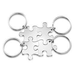 Sunligoo 4X Puzzle Schlüsselanhänger aus Edelstahl Partner Freundschaft Schlüsselbund Schlüsselring Keychain mit Persönlichen Gravur von Sunligoo