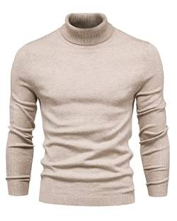 Herren Winter Warm Rollkragenpullover Freizeit Slim Fit Basic Einfarbig Strickpullover von Sunma