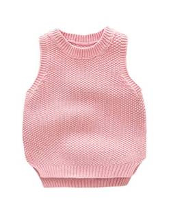 Kinder Jungen Mädchen Rundhals Strickweste Pullover Einfarbig Pullunder Weste Top von Sunma