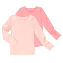 2 Pack Mädchen Top- T-Shirt Base Schicht Komfort Baumwolle Sanft Gr. 110,Hellrosa Dunkelrosa,110 von Sunny Fashion