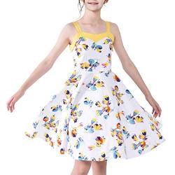 Mädchen Jahrgang Kleid Retro 50er Jahre Rockabilly Swing Weiß Blume Gr. 122 von Sunny Fashion