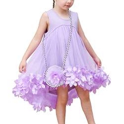 Mädchen Kleid A-Linie Niedlich Handtasche Lila Prinzessin Trägerkleid Gr. 116 von Sunny Fashion