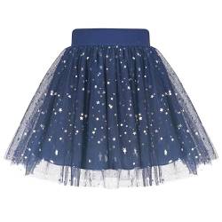 Mädchen Rock Navy blau Mond Stern Hohe Taille Funkelnd Tutu Tanzen Tüll Gr. 140-146,Blaue Sterne,140-146 von Sunny Fashion
