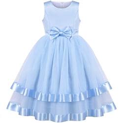 Sunny Fashion Mädchen Kleid Blau Krawatte Party Festzug Ballkleid Hochzeit Prinzessin Gr. 116 von Sunny Fashion