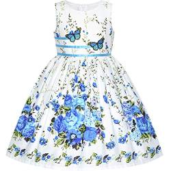 Sunny Fashion Mädchen Kleid Blau Schmetterling Beiläufig Blumen- Party Gr. 110 von Sunny Fashion