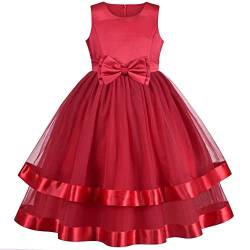 Sunny Fashion Mädchen Kleid Blume Kastanienbraun Formal Party Prinzessin Festzug Ballkleid Gr. 134 von Sunny Fashion