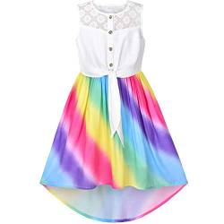 Sunny Fashion Mädchen Kleid Chiffon Floral High-Low Krawatte Taille Party - Regenbogenfarben, Gr 134, Size: 10 von Sunny Fashion