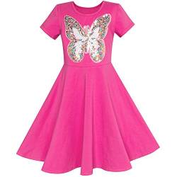 Sunny Fashion Mädchen Kleid Dunkelrosa Schmetterling Pailletten Baumwolle Kleid Gr. 104 von Sunny Fashion