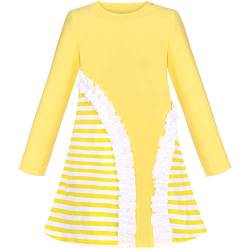 Sunny Fashion Mädchen Kleid Gelb Langarm Farbkontrast Gestreift Beiläufig Baumwolle Gr. 110 von Sunny Fashion