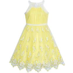 Sunny Fashion Mädchen Kleid Gelb Schmetterling Gestickt Halfter Kleid Gr. 116 von Sunny Fashion