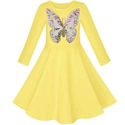 Sunny Fashion Mädchen Kleid Gelb Schmetterling Langarm Beiläufig Baumwolle Kleid Gr. 104 von Sunny Fashion