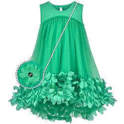 Sunny Fashion Mädchen Kleid Grün 3D Blumen Ärmellos Taille Kostenlose Geldbörse Gr. 104 von Sunny Fashion